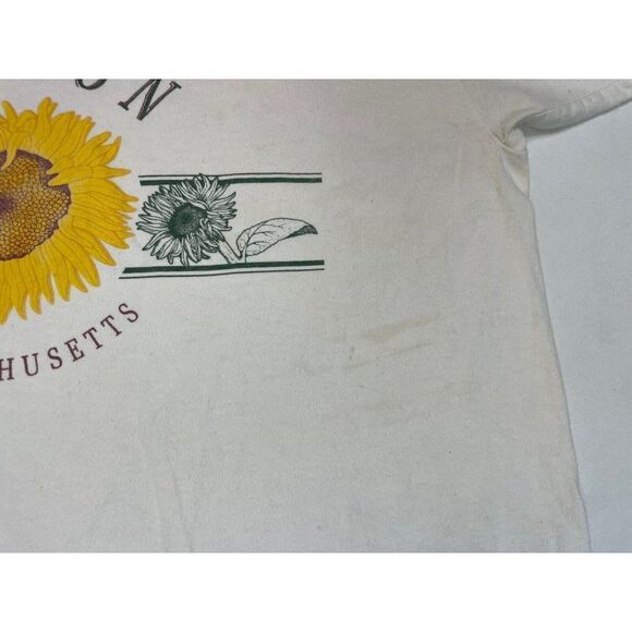 VINTAGE Boston Massachusetts Daisy SunFlower Graphic T-shirt Men Large 90s - Picture 3 of 10